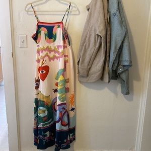 LINEN BLEND MIDI DRESS SIZE M